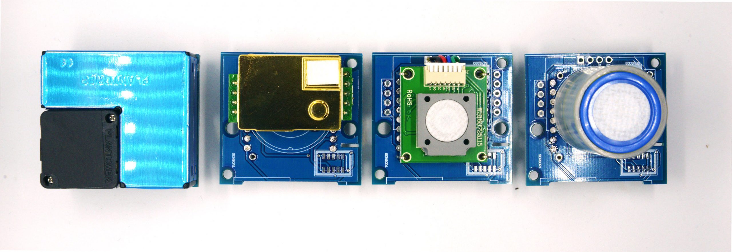 4 Flavours of SMOGGIE detectors based on the same hardware design but for different applications: PMs, CO2, CH2O, Gasses